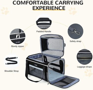 Трансформер-переноска для домашніх тварин Lekereise, TSA-сертифікована, чорна, до 5,4 кг