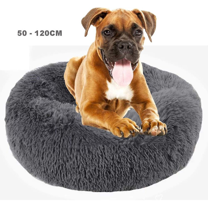 Кругле лежанка для собак та котів WSGJHB Deluxe, 80 см, сірий, самопідігрівається