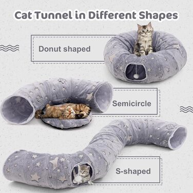 Туннель для котів з ліжком, великий, м'який, круглий, для дому