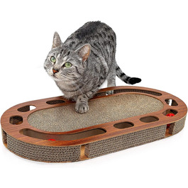 Інтерактивне котяче дряпальний борд Pfotenolymp 57x30x5 см з іграшками та котячою м'ятою