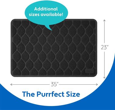 MIGHTY MONKEY Преміум килимок для котячого туалету, фталатів немає, XL 88,9x58,4 см, чорний, м'який для лап, легке очищення, ефективне затримання наповнювача