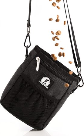 Мішок для ласощів для собак - міцний та водовідштовхуючий аксесуар для прогулянок та тренувань (чорний, Black Edition)