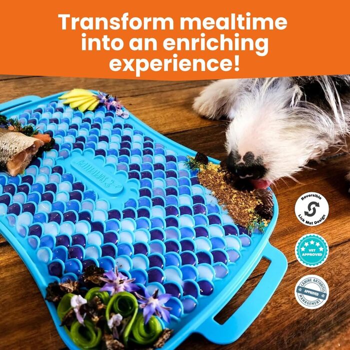 Килимок для собак Marley Reversible Lick Mat: силікон, повільне годування, антиковзаюча поверхня, блакитний колір