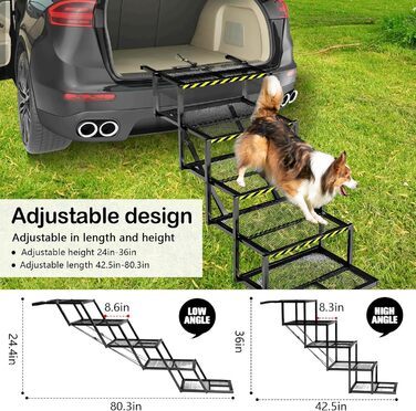 Східці для собак Hunderampe: 5 сходинок, складані, для вантажівок та SUV, до 100 кг, регульована висота 35-90 см