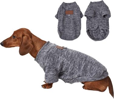 Теплий комбінезон для великих собак, флісовий светр для такс, тепла домашня одежда для собак, піжама, костюм з кільцем D (Сірий, M)