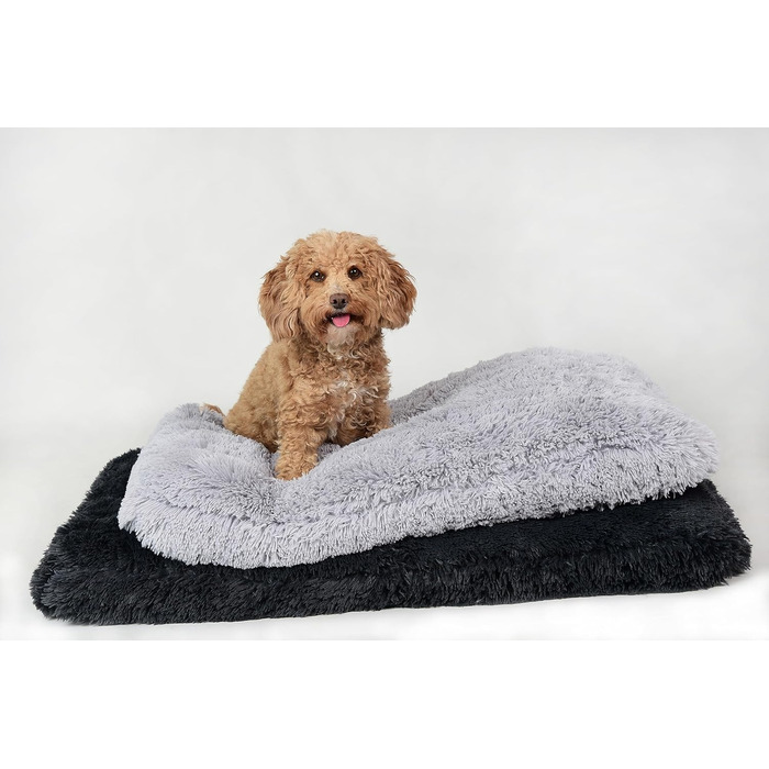 Petzy Плюшевий Ліжко для Собаки 80x60x14 см, М'яке та Пратися, Для Великих, Середніх і Малих Песів, Багатофункціональний Товстий Килимок, Зручна Подушка для Собак і Котів, Світло-сірий, Розмір M