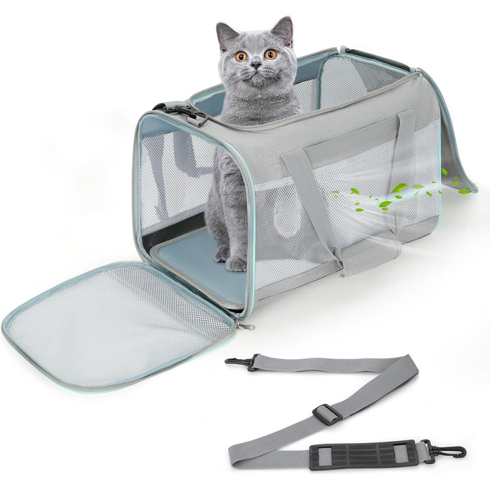Транспортна сумка Cozary для кота/собаки: переноска для тварин, легка переноска-кошик з знімним підкладкою (44x30x30 см, сіра)