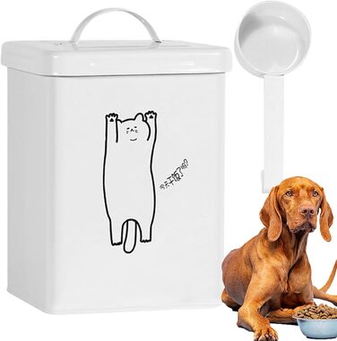 Контейнер для зберігання корму для тварин 5л з ложкою та кришкою | Декоративний контейнер для котячого корму, для собак, сухих кормів, ласощів, рису або борошна