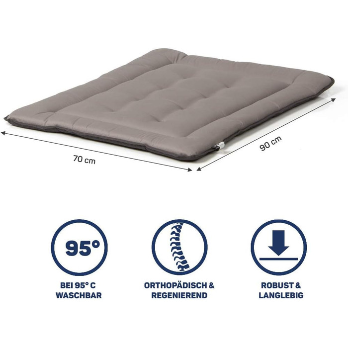 Килимок для собак Wallace & Jones Wendedecke: легко миється, до 95°C, з підкладкою, для дому та вулиці, XL, 90 x 70 см, сірий