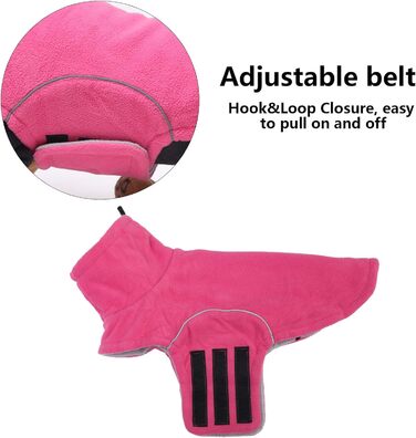 Теплий флісовий пуловер для собак, теплий одяг для такс, одяг для собак з отвором для повідка, відбиваюча мініатюрна одяг для такс на зиму, для холодної погоди, для дому та вулиці (XS(довжина спини: 31~33см), рожевий)