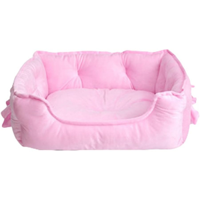 М'яке ліжко для собак M&Catree з подушкою, антиковзаюча, миється, плюшеве, для маленьких та середніх собак, рожеве, розмір L (40 x 50 x 22 см)