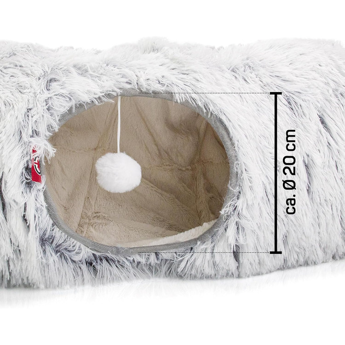 Канадський кіт | Преміум тунель для котів CUBI, XXL тунель з місцем для сну, з м'яким лежаком, для великих котів, 100 x 80 x 26 см (Сірий)