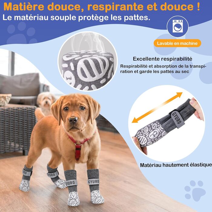 Антиковзаючі собачі шкарпетки для дому (XXL, сірий) - захист лап від слизькості та подряпин