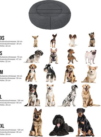 Кругле ліжко для собак Normani - ергономічне, з високим бортиком, 80 см x 80 см x 24 см, колір антрацит
