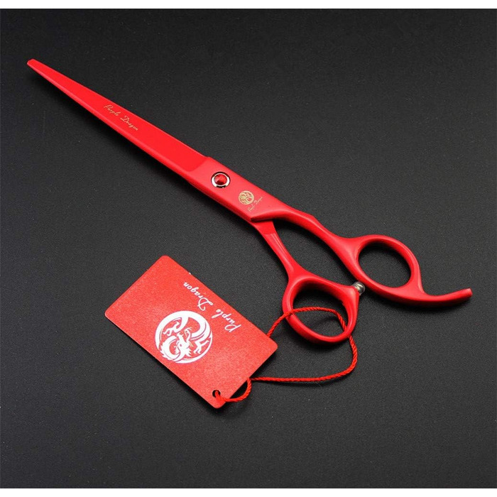 Набір професійних ножиць для грумінгу тварин Purple Dragon 7.0 дюймів (4 шт.) з преміум-сталі Японії. Прямі, вигнуті та розріджуючі леза. Ідеально для стрижки собак. У комплекті чохол.