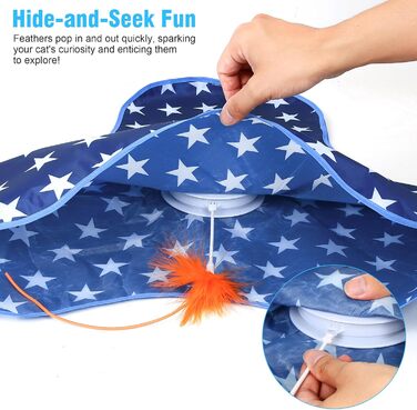 Інтерактивна іграшка для котів: сенсорна, з прихованою пір'ям, зі звуком миші. Ідеальна для дорослих котів.