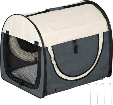 PawHut Складана переноска для собак, транспортна переноска для тварин, 5 розмірів, темно-сірий, L 61 x 46 x 51 см