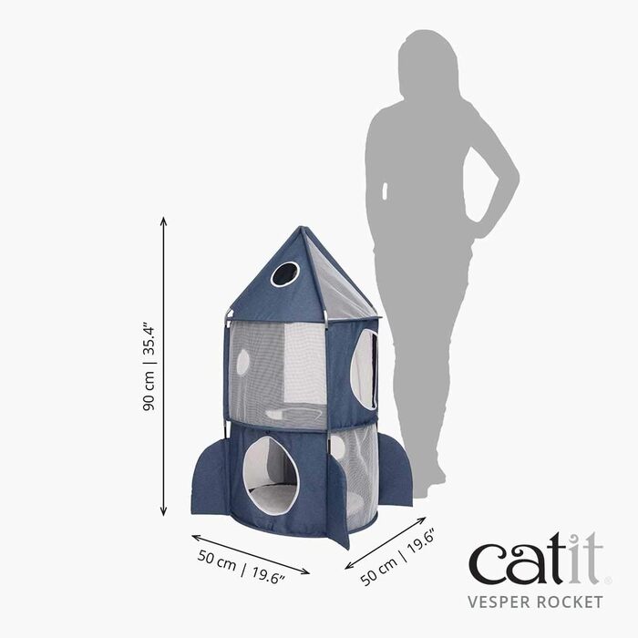Дряпка-будиночок для котів Catit Vesper Turm, ракета, з подушкою, синя
