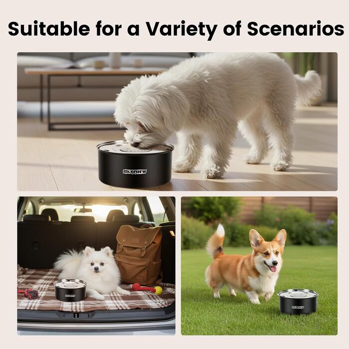 Миска для собак 1л без обливання, з нержавіючої сталі, чорна. Анти-обливання, з протиковзким дном, легко миється, сумісна з посудомийною машиною