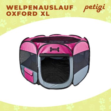 Вольєр для цуценят та дрібних тварин Petigi XL 115x115x65 см, 8-кутний, легкий догляд, рожевий