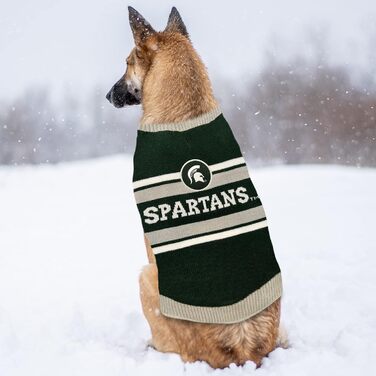 Теплий светр для собак NCAA Michigan State Spartans, розмір S, в'язаний пуловер з логотипом команди, для великих і малих собак