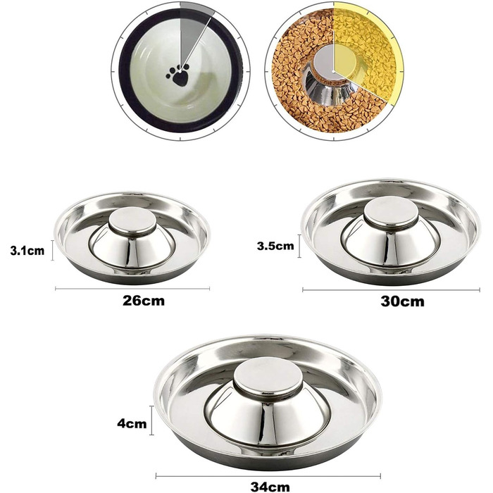 Набори мисок для цуценят та собак з нержавіючої сталі (2 шт.) 30/34 см
