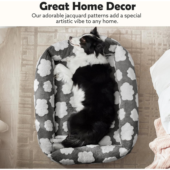 Ортопедичне ліжко для собак JOEJOY XL, сіре, знімний чохол, м'яке, з антиковзким дном (42'x36'x9')