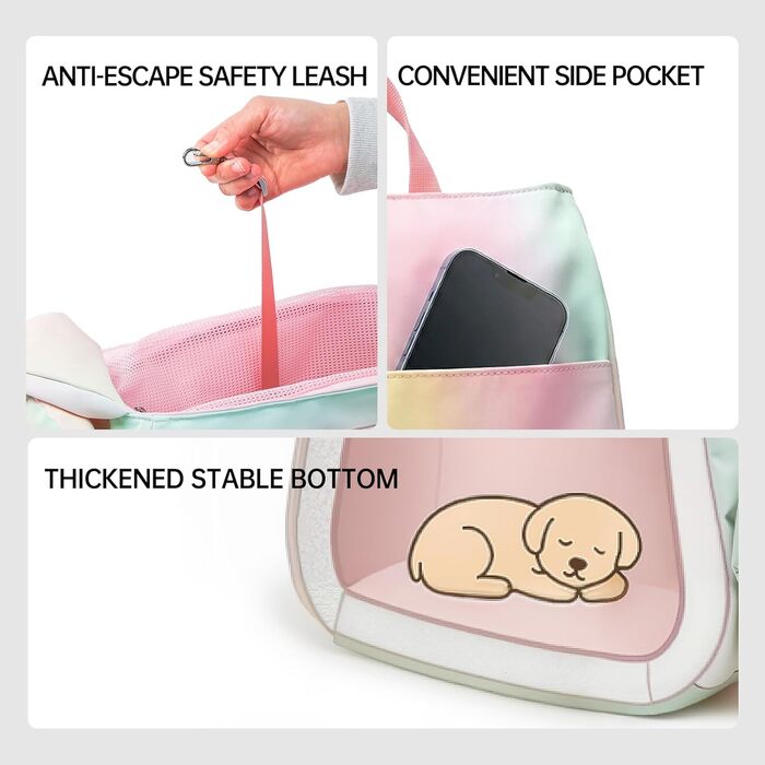 TOUCHDOG Сумка-переноска для собак та котів, легка, дихаюча, для подорожей (до 6 кг), рожева/блакитна