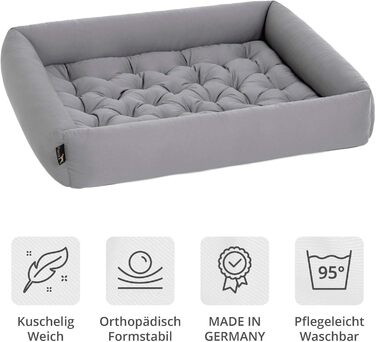 Ортопедичне ліжко для собак середніх порід - Pointer, XL (90x80 см), світло-сіре, Made in Germany
