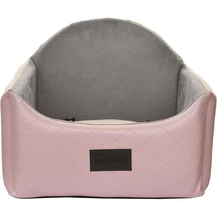Автоматичний автокрісло для собак 2в1 | Універсальний автокрісло для собак та котів на заднє та переднє сидіння | Крісло-ліжко для собак та котів | Штучна шкіра, плюш | 48 x 48 см (Рожевий)