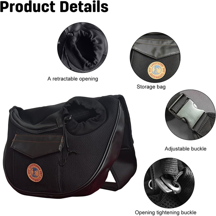 PETCUTE Сумка-переноска для собак, для маленьких собак, переноска для цуценят, дихаюча сітка, транспортна сумка, 9 кг (Чорний)