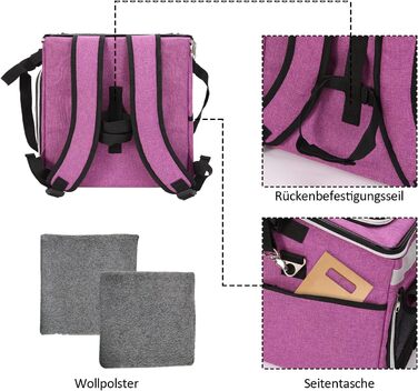 Сумка на велосипед для тварин (собаки, коти), рюкзак для домашніх улюбленців з сіткою, складана переноска для собак та котів до 6 кг (фіолетовий, 53 x 29 x 33 см)