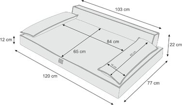 Ліжко-матрац для собак DOGGY XXL 120x77 см, антрацит, для малих і великих порід, лежак-подушка для домашніх тварин
