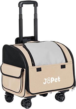 Транспортувальна сумка для тварин на колесах, рюкзак для собак та котів, маленька переноска для собак, переноска для котів, знімні колеса, сумка для подорожей, візок для тварин, м'яка переноска на колесах, оливковий (Latte White)