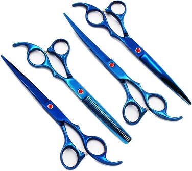 Професійний набір ножиць для грумінгу собак та котів, нержавіюча сталь, прямі, розріджуючі та вигнуті ножиці, гребінець, етиуль