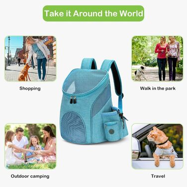 Рюкзак для котів та маленьких собак ALLSOPETS, переноска для тварин з прозорою верхньою частиною, складний, для подорожей (Світло-блакитний, S)