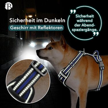 Шлейка для собак середніх порід Bluzelle з ручкою та кишенею для GPS-трекера, світловідбиваюча, зелена (XS, синій)