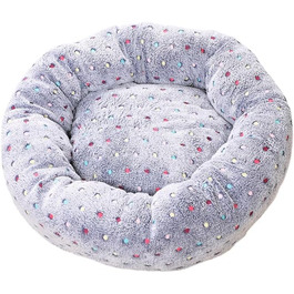 Кругле ліжко для собак та котів, м'яке гніздо-подушка для великих собак, плюшевий кошик для собак, миється, з принтами, 70 см, світлий колір