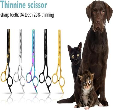 Професійний набір ножиць для собак 6 в 1: 6,6' - набір для стрижки шерсті собак, котів та інших тварин (чорний)