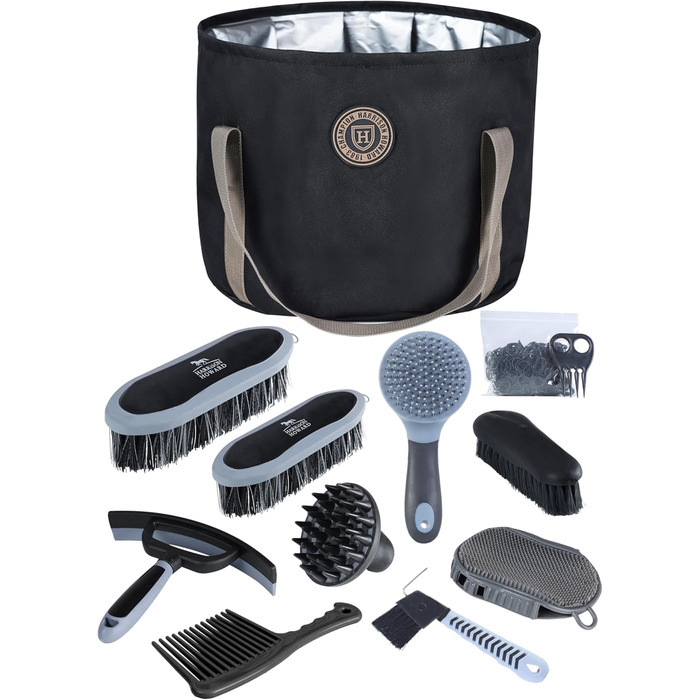 Набір для догляду за конем Harrison Howard, 9 предметів, блакитний (з сумкою)
