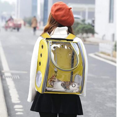Рюкзак для собак та котів PETCUTE, дихаючий, прозорий, з матрацом, для подорожей, дозволений авіакомпаніями