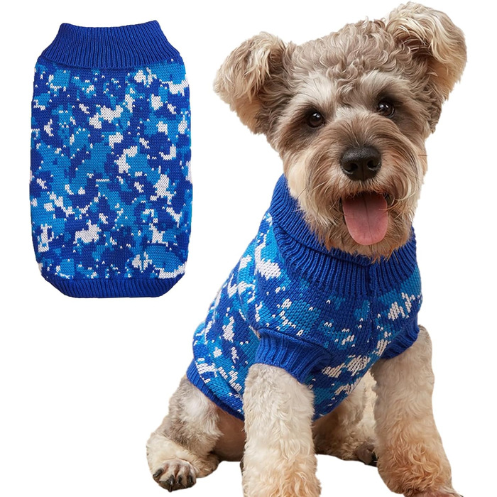 Світер для собак Jecikelon, камуфляж, рогалик, теплий, для маленьких собак та котів, розмір L, зелений