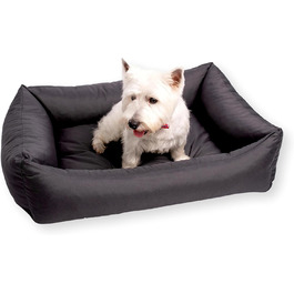 Водонепроникне собаче ліжко 4L Textil Koko для великих собак, корзина, знімний та пральний чохол, подушка, графіт (80x60 см, сірий)