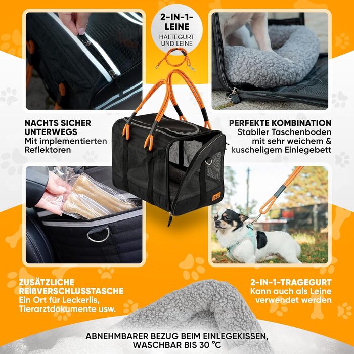 Транспортна сумка для собак Schleppo, 7 кг, дихаюча - для автомобіля та дому - водовідштовхувальна та безпечна - також підходить для транспортування котів - переноска для собак