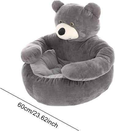 М'яке ліжко для кота та собаки: кругла плюшева ліжечко для тварин, знімна та миється, 60 см, сірого кольору