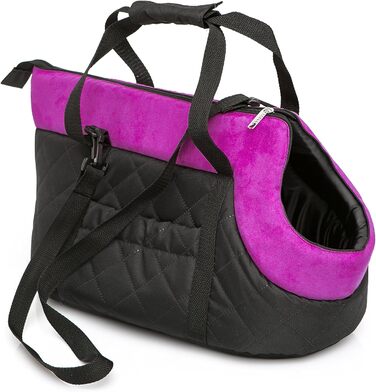 Транспортна сумка для собак та котів - переноска для собак середніх та маленьких порід (R1, чорно-рожевий)
