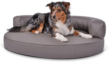 Ляжка для собак Атланта, штучна шкіра, тауп, водовідштовхувальна, розмір S, наповнювач Visco-піна, 90x70 см