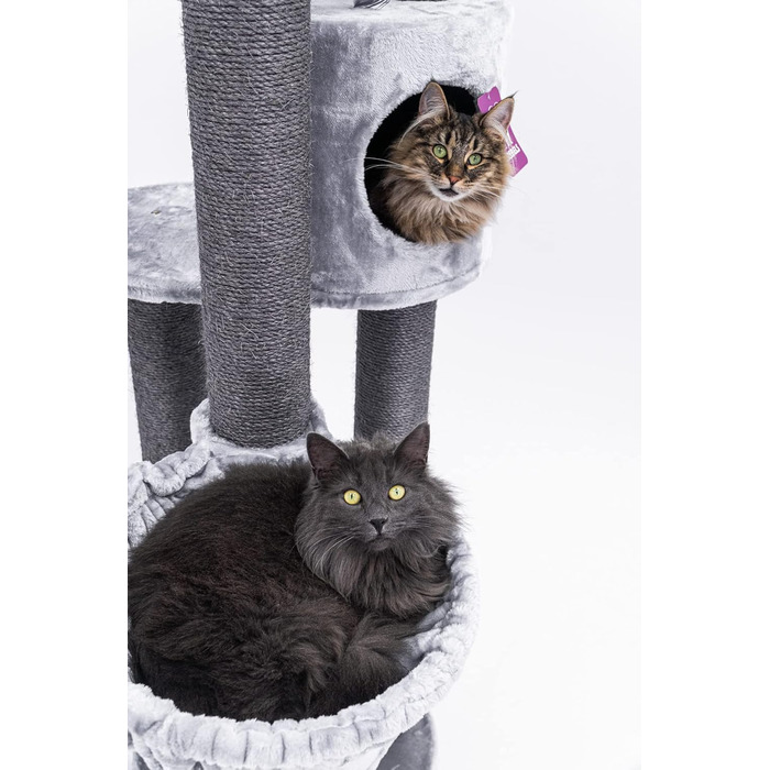 Дряпка для котів Petrebels Charlotte 180 см, преміум-якість, з гамаком, товсті стовпи Ø12 см, сіра