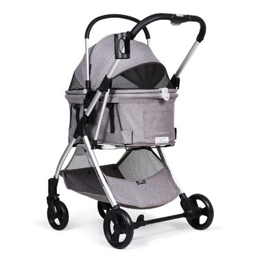 Візок для собак та котів з функцією складання, 73 x 55 x 100 см, 15 кг (Сірий)