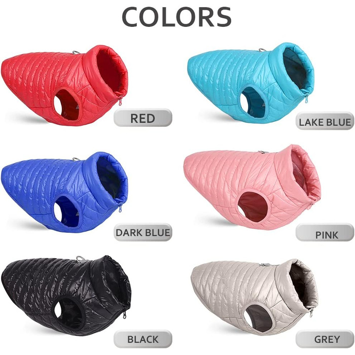 Зимовий теплий водонепроникний теплий зимовий одяг для собак з кільцем D, суперлегкий, для маленьких собак, кошенят, цуценят (XS, Чорний)